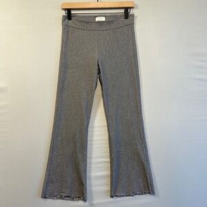 Avenue Montaigne Leo Frayed Crop Pants Flared Women's Size 4 Gray Houndstooth